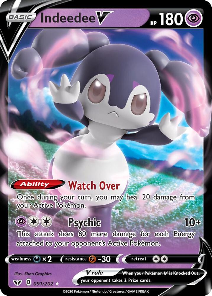 Indeedee V 091/202 card from SWSH01: Sword & Shield Base Set