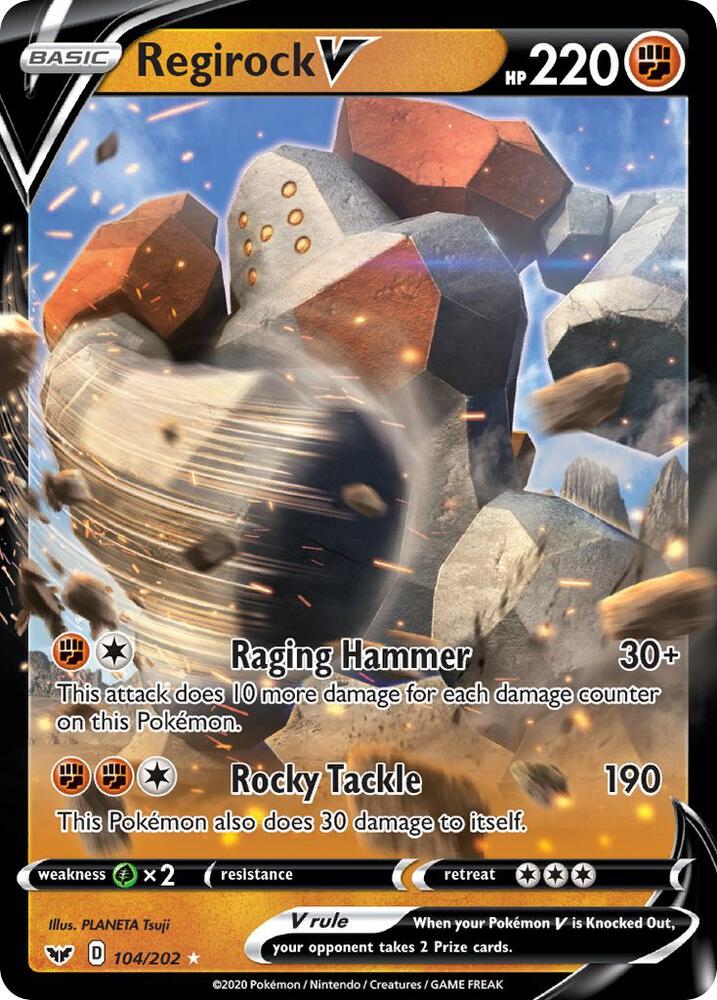 Regirock V 104/202 card from SWSH01: Sword & Shield Base Set