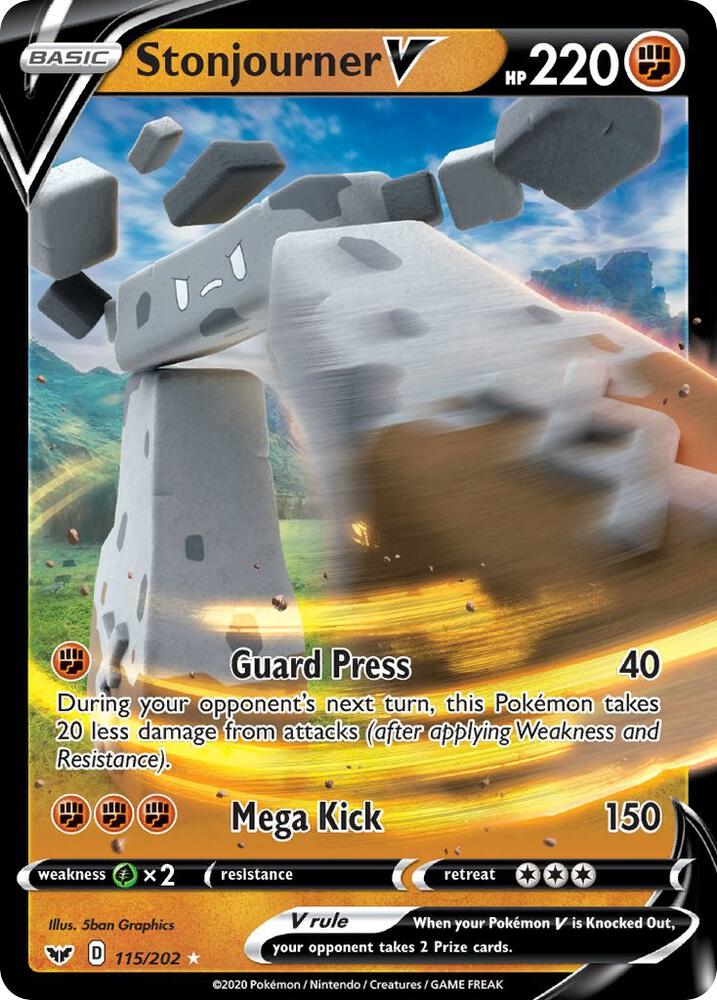 Stonjourner V 115/202 card from SWSH01: Sword & Shield Base Set