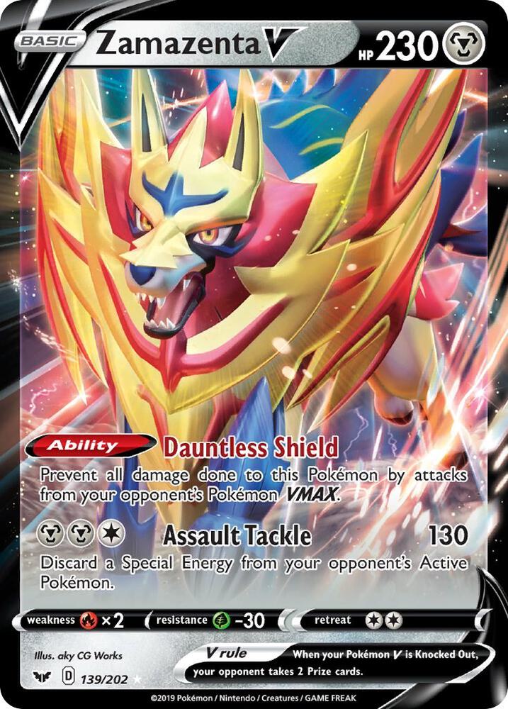 Zamazenta V 139/202 card from SWSH01: Sword & Shield Base Set