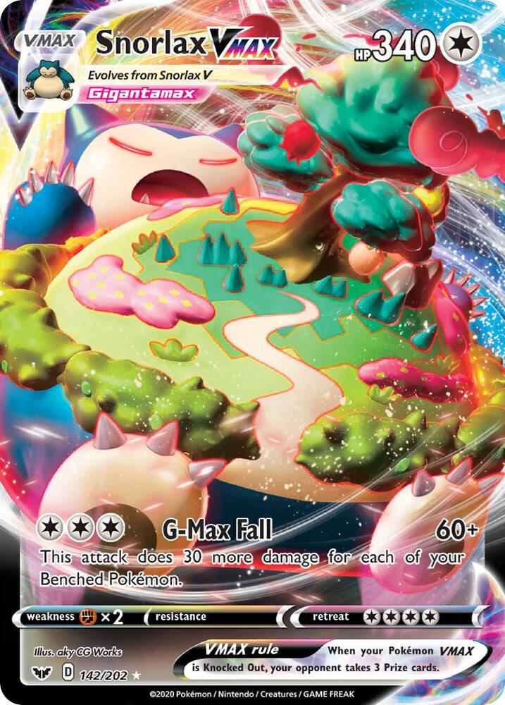 Snorlax VMAX 142/202 card from SWSH01: Sword & Shield Base Set