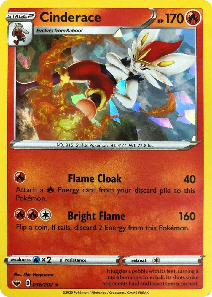 Cinderace (Cracked Ice Holo) 036/202 card from Deck Exclusives