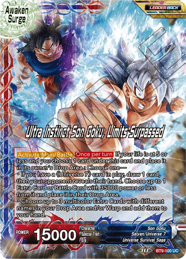 Son Goku // Ultra Instinct Son Goku, Limits Surpassed BT9-100 card from Universal Onslaught