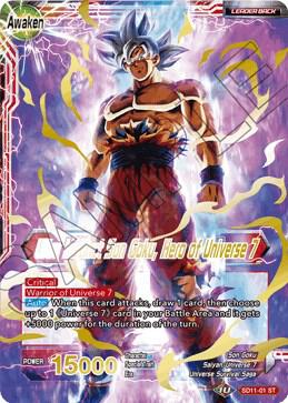 Son Goku // Ultra Instinct Son Goku, Hero of Universe 7 SD11-01 card from Universal Onslaught