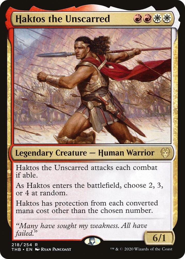 Haktos the Unscarred 218 card from Theros Beyond Death