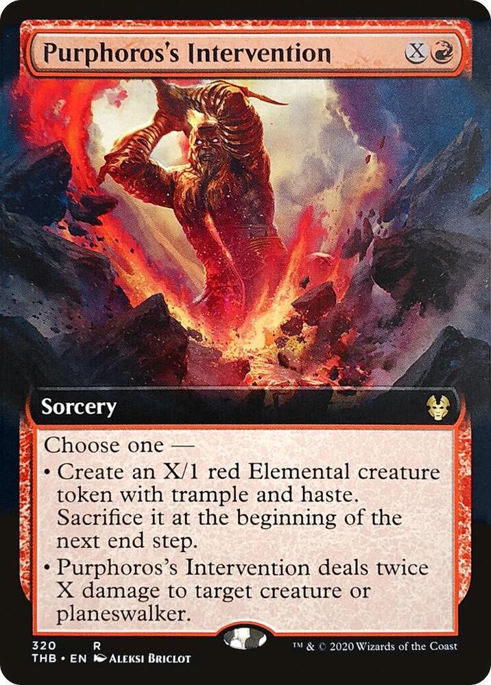 Purphoros's Intervention (Extended Art) 320 card from Theros Beyond Death