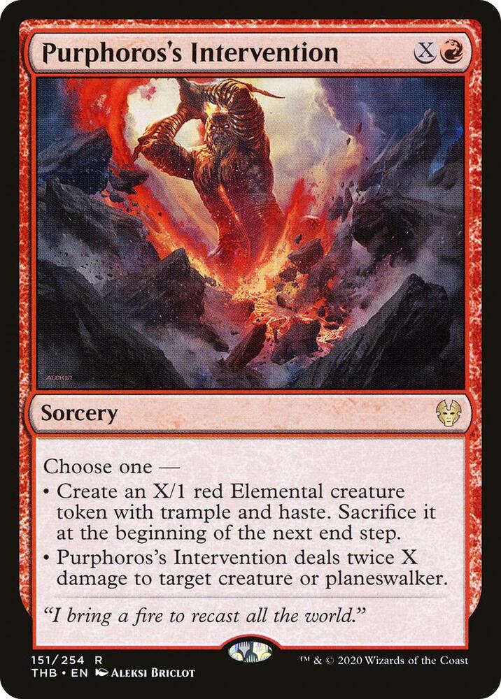 Purphoros's Intervention 151 card from Theros Beyond Death