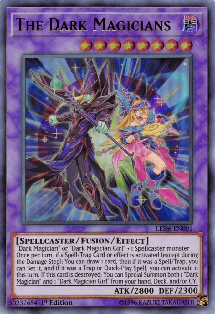 The Dark Magicians LED6-EN001 card from Legendary Duelists: Magical Hero