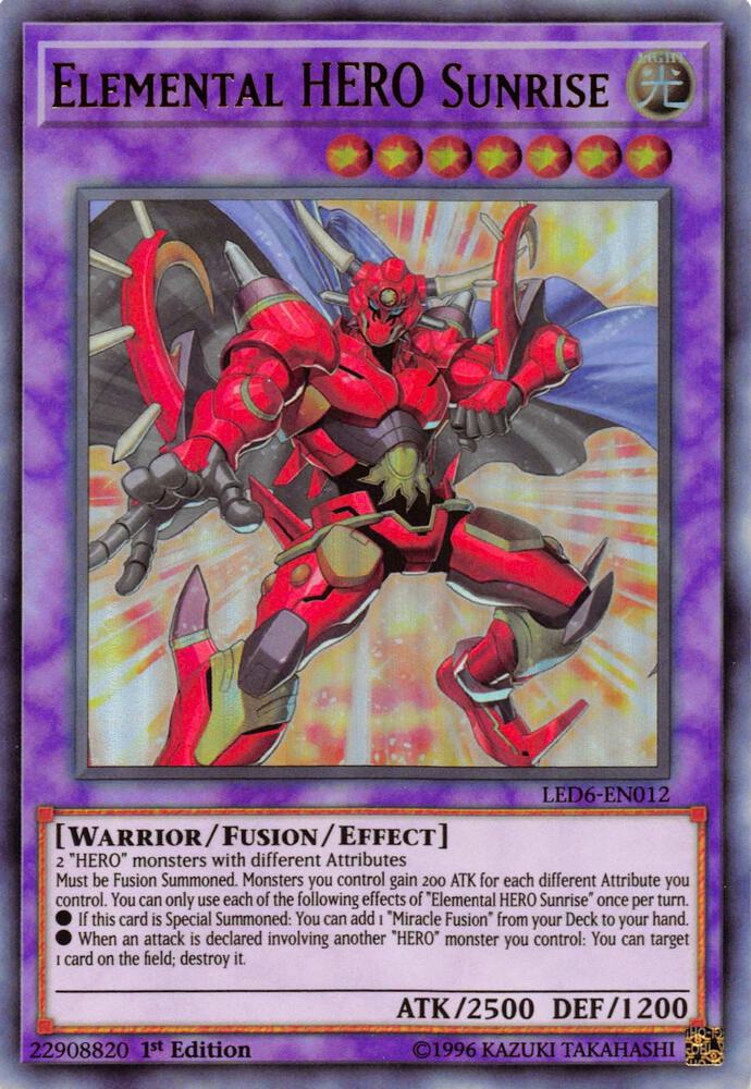 Elemental HERO Sunrise LED6-EN012 card from Legendary Duelists: Magical Hero