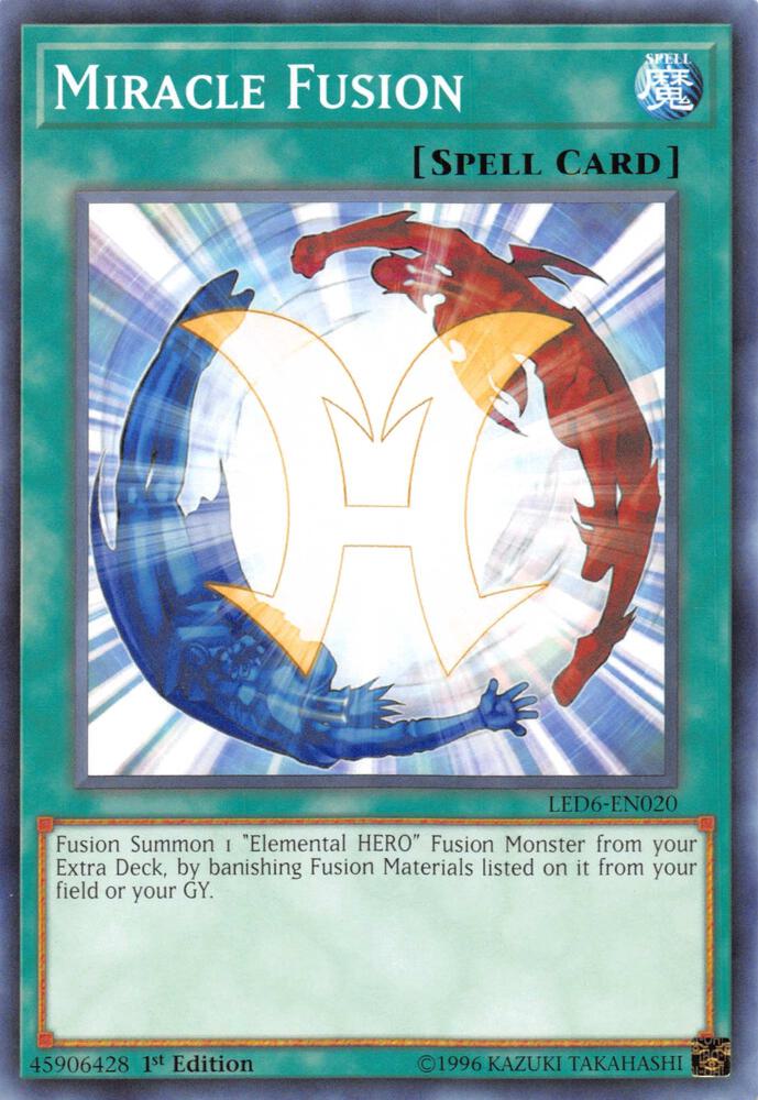 Miracle Fusion LED6-EN020 card from Legendary Duelists: Magical Hero