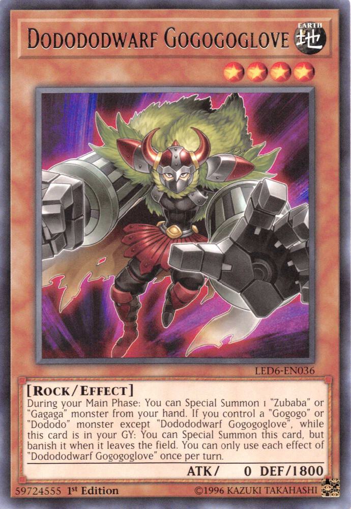 Dodododwarf Gogogoglove LED6-EN036 card from Legendary Duelists: Magical Hero