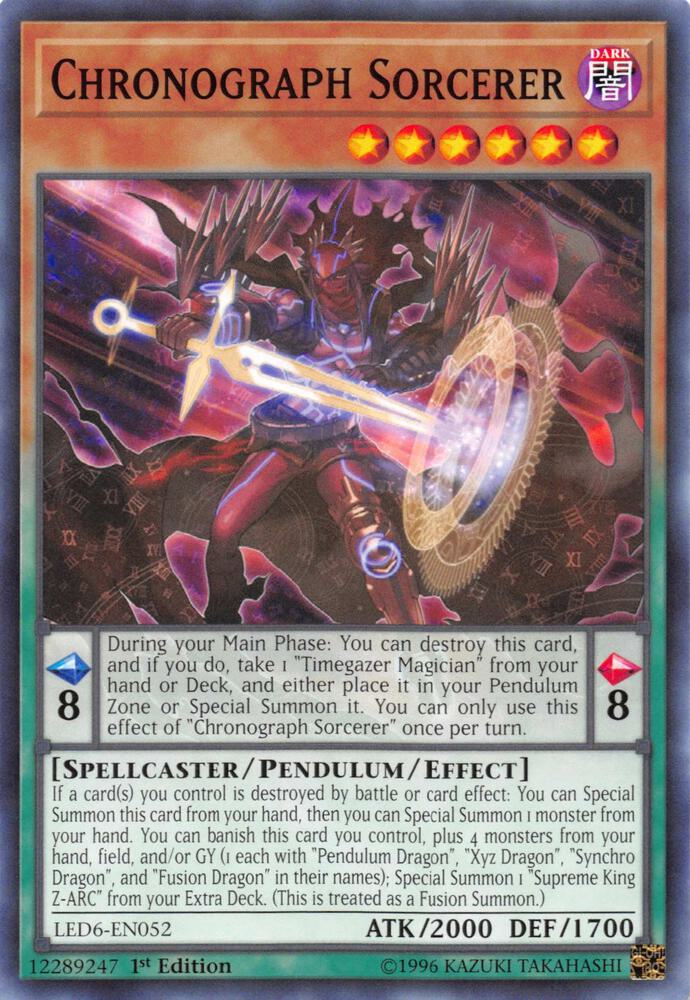 Chronograph Sorcerer LED6-EN052 card from Legendary Duelists: Magical Hero