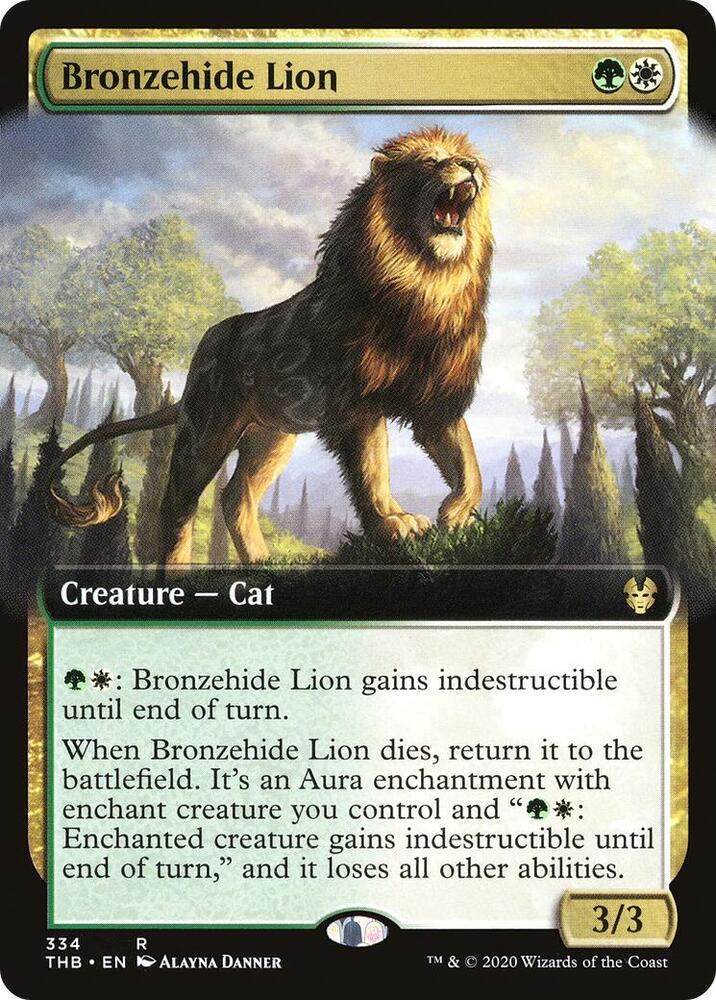 Bronzehide Lion (Extended Art) 334 card from Theros Beyond Death