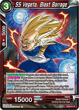 SS Vegeta, Blast Barrage BT9-011 card from Universal Onslaught