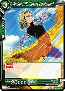 Android 18, Covert Combatant BT9-042 card from Universal Onslaught