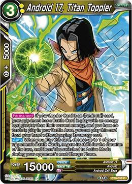 Android 17, Titan Toppler BT9-056 card from Universal Onslaught