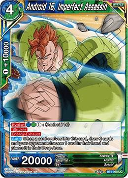 Android 16, Imperfect Assassin BT9-098 card from Universal Onslaught