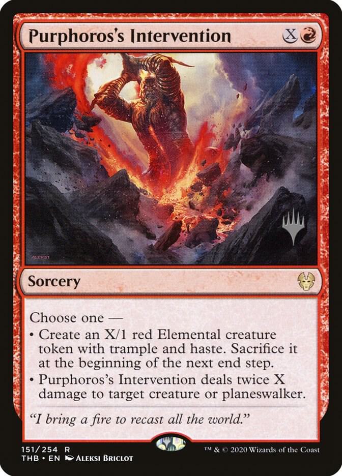Purphoros's Intervention 151 card from Promo Pack: Theros Beyond Death