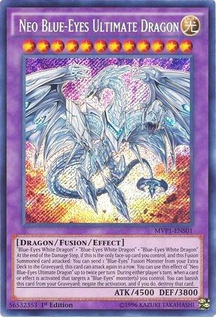 Neo Blue-Eyes Ultimate Dragon MVP1-ENS01 card from The Dark Side of Dimensions Movie Pack: Secret Edition