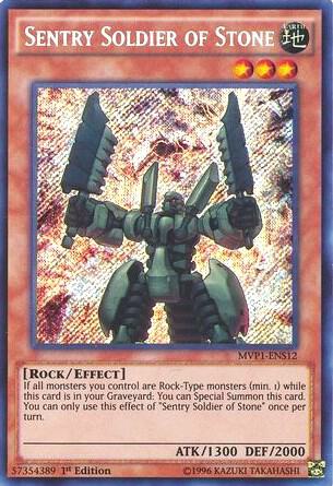 Sentry Soldier of Stone MVP1-ENS12 card from The Dark Side of Dimensions Movie Pack: Secret Edition