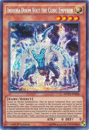 Indiora Doom Volt the Cubic Emperor MVP1-ENS38 card from The Dark Side of Dimensions Movie Pack: Secret Edition