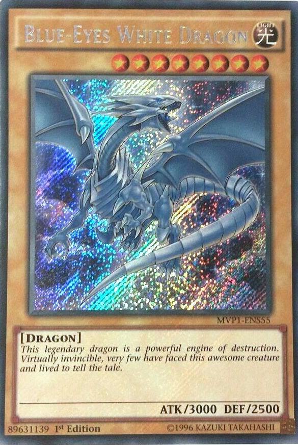 Blue-Eyes White Dragon MVP1-ENS55 card from The Dark Side of Dimensions Movie Pack: Secret Edition