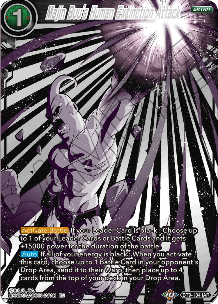 Majin Buu's Human Extinction Attack BT9-134 card from Universal Onslaught