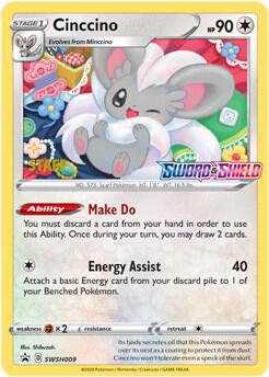 Cinccino (Prerelease) [Staff] SWSH009 card from SWSH: Sword & Shield Promo Cards