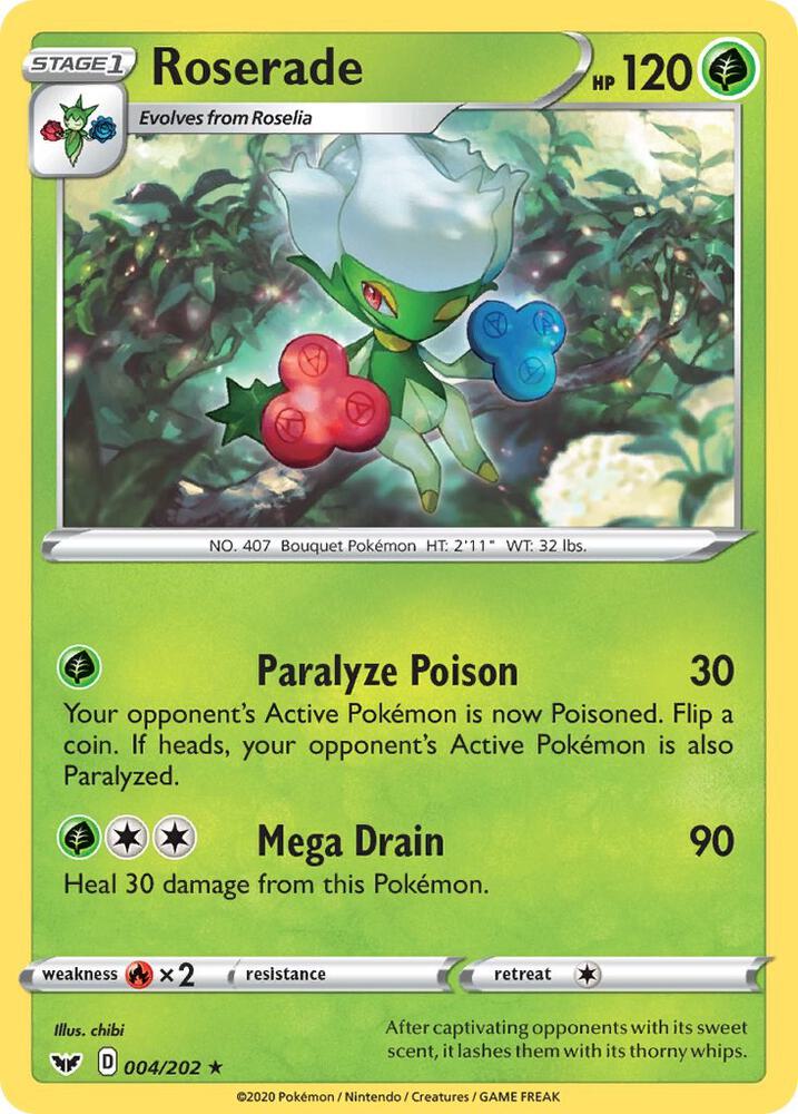 Roserade 004/202 card from SWSH01: Sword & Shield Base Set