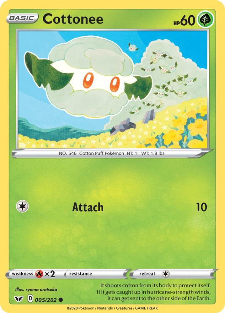 Cottonee 005/202 card from SWSH01: Sword & Shield Base Set