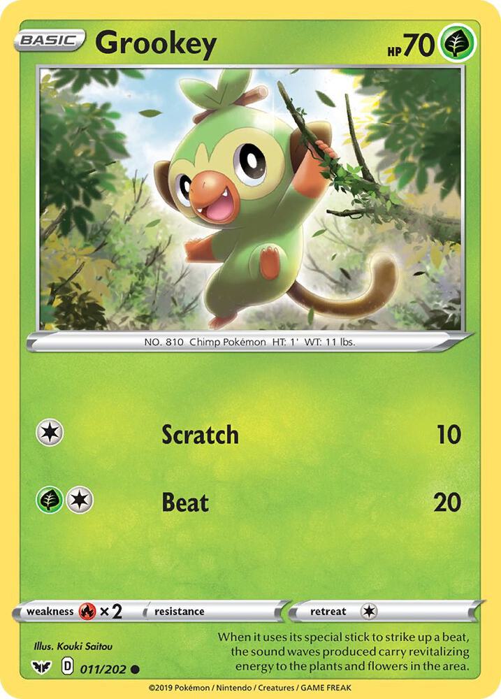 Grookey (011) 011/202 card from SWSH01: Sword & Shield Base Set