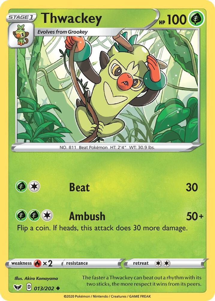 Thwackey (013) 013/202 card from SWSH01: Sword & Shield Base Set