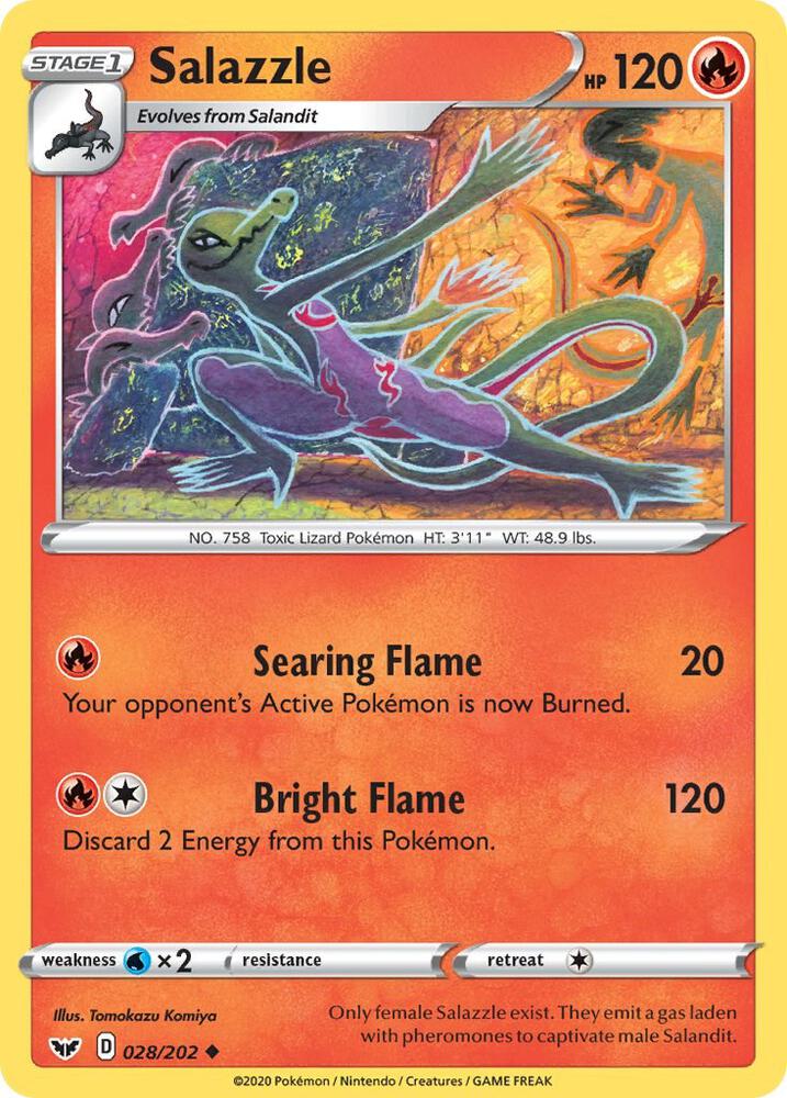 Salazzle 028/202 card from SWSH01: Sword & Shield Base Set