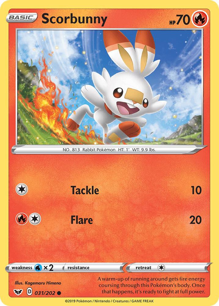 Scorbunny (031) 031/202 card from SWSH01: Sword & Shield Base Set