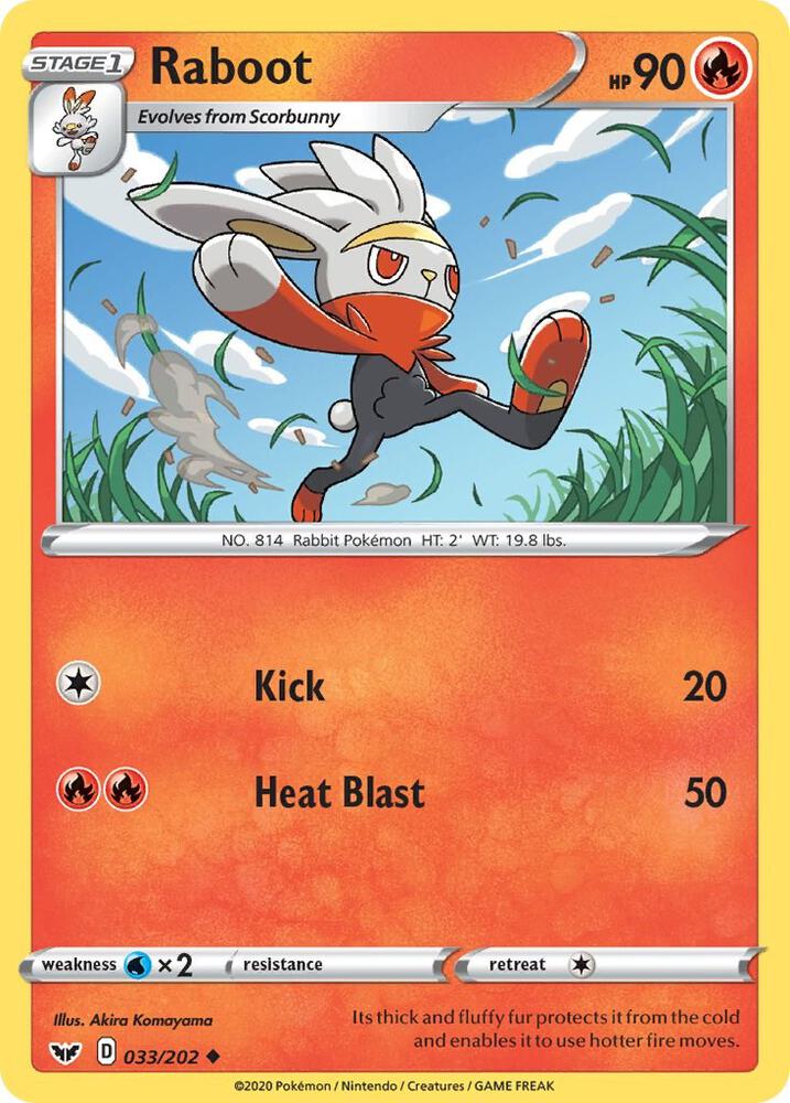 Raboot (033) 033/202 card from SWSH01: Sword & Shield Base Set