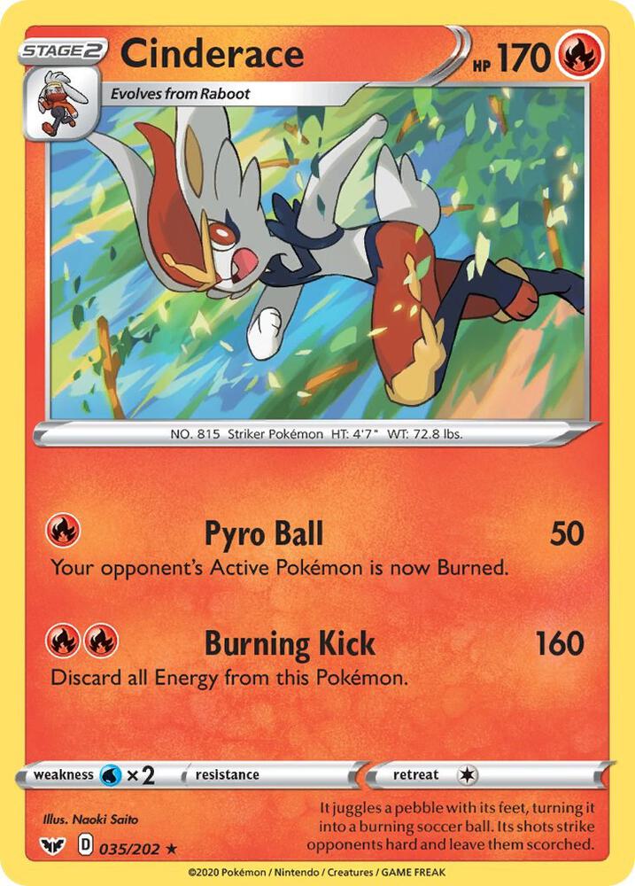 Cinderace (035) 035/202 card from SWSH01: Sword & Shield Base Set