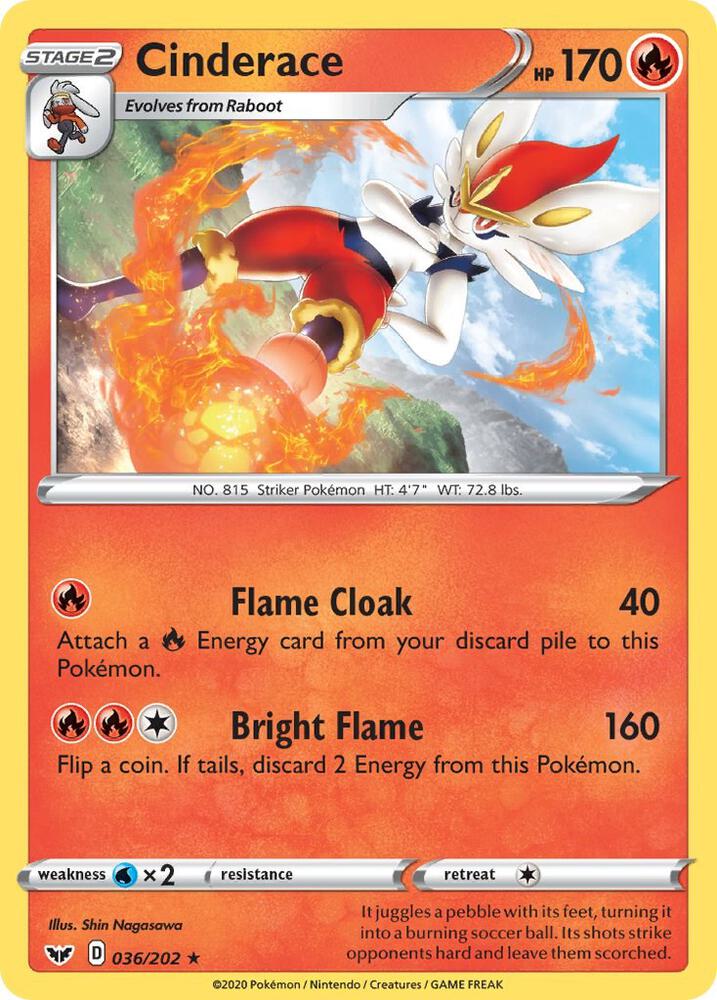 Cinderace (036) 036/202 card from SWSH01: Sword & Shield Base Set