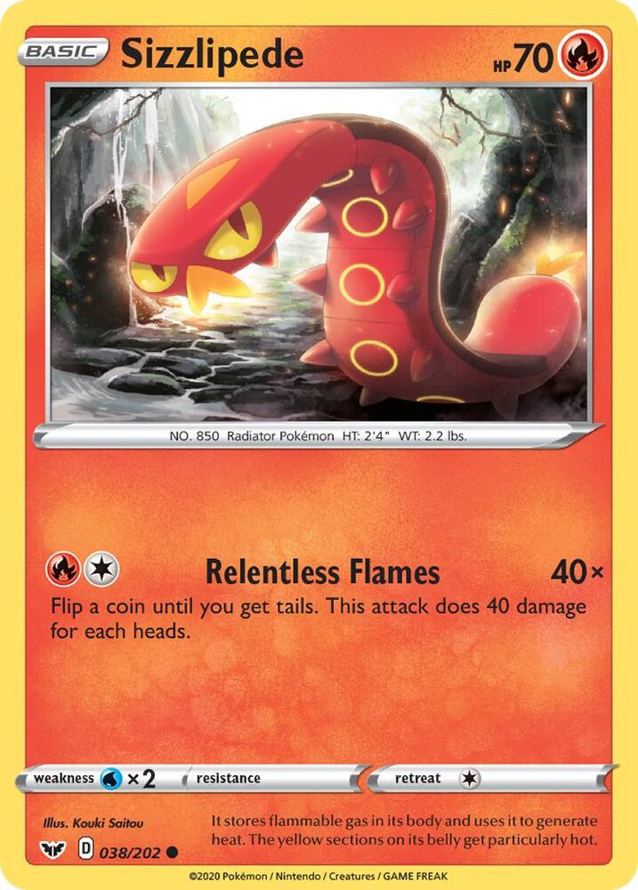 Sizzlipede (038) 038/202 card from SWSH01: Sword & Shield Base Set