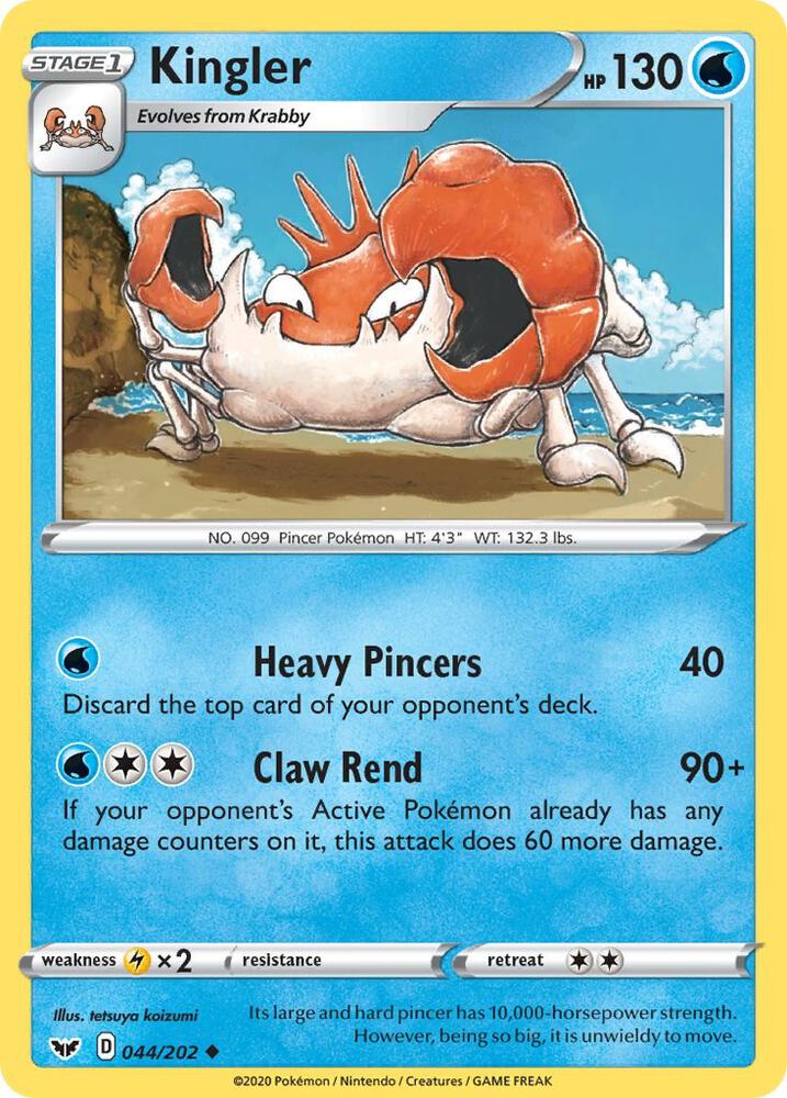 Kingler 044/202 card from SWSH01: Sword & Shield Base Set