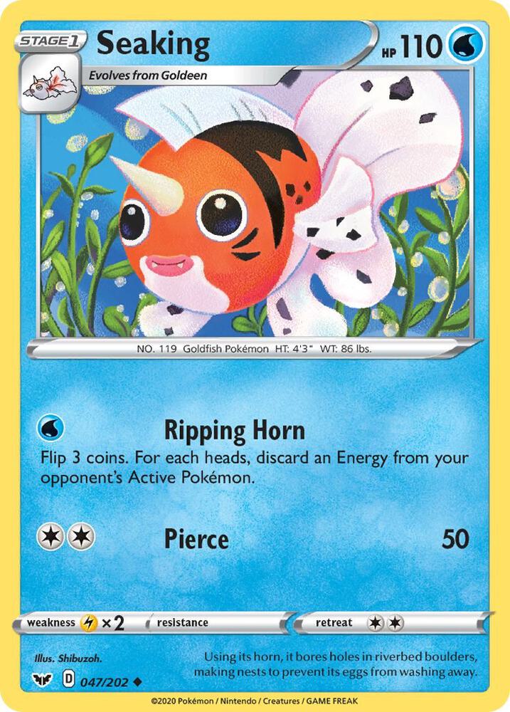 Seaking 047/202 card from SWSH01: Sword & Shield Base Set