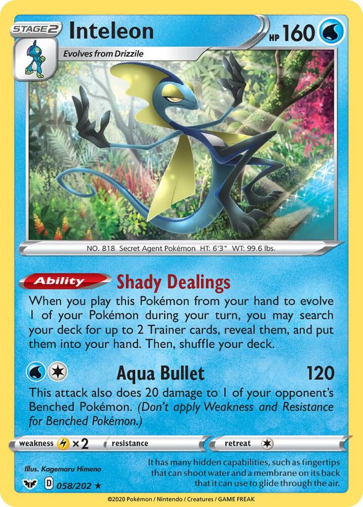 Inteleon (058) 058/202 card from SWSH01: Sword & Shield Base Set