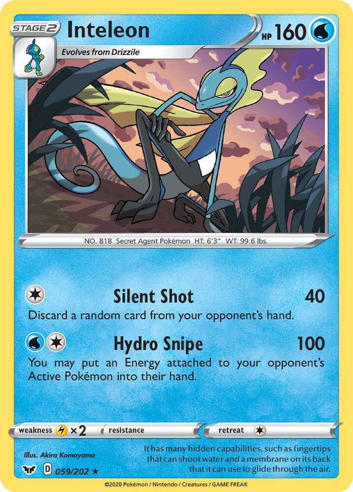 Inteleon (059) 059/202 card from SWSH01: Sword & Shield Base Set
