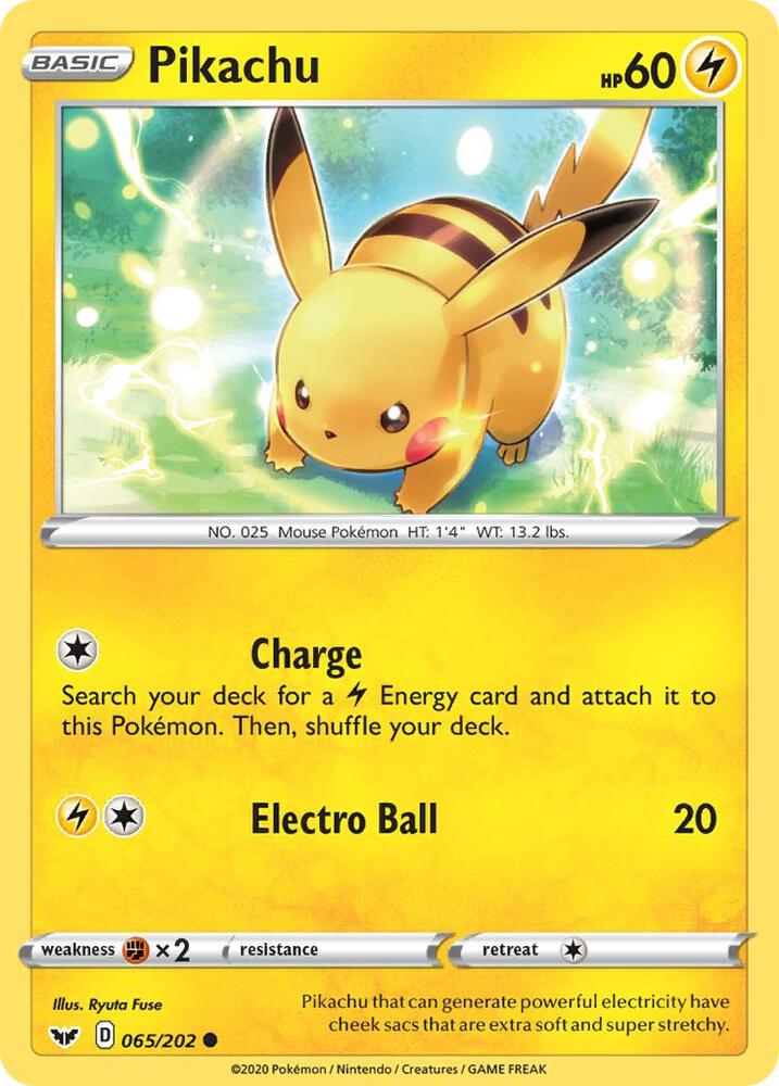 Pikachu 065/202 card from SWSH01: Sword & Shield Base Set