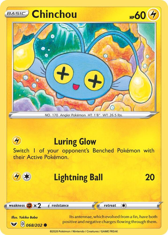 Chinchou (068) 068/202 card from SWSH01: Sword & Shield Base Set