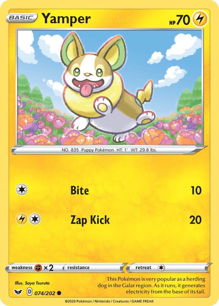 Yamper (074) 074/202 card from SWSH01: Sword & Shield Base Set