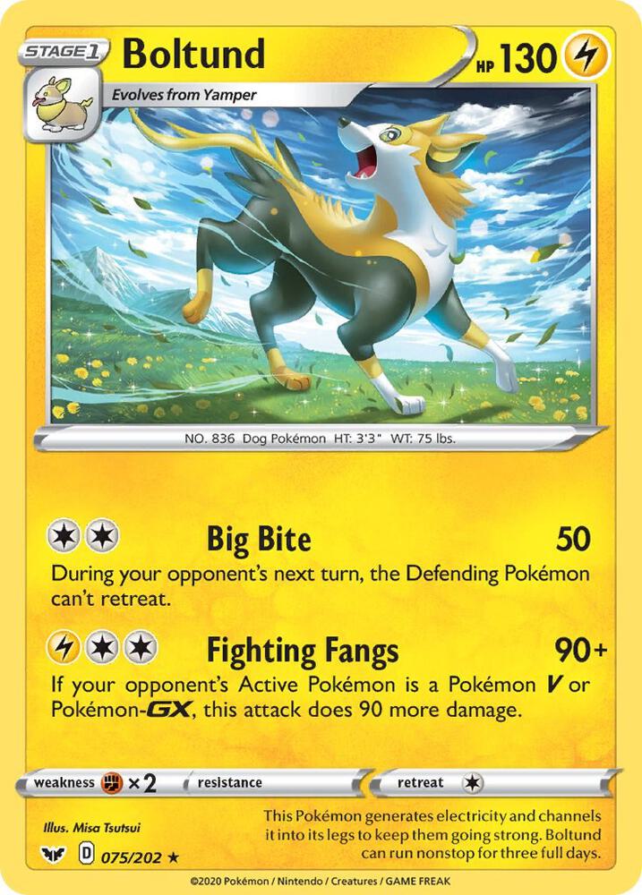Boltund (075) 075/202 card from SWSH01: Sword & Shield Base Set