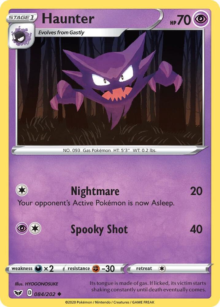 Haunter 084/202 card from SWSH01: Sword & Shield Base Set