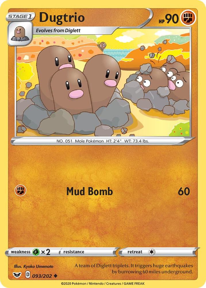 Dugtrio 093/202 card from SWSH01: Sword & Shield Base Set