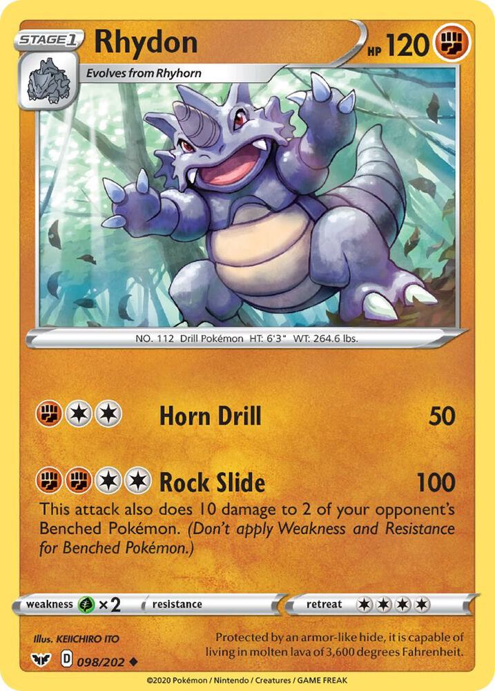 Rhydon 098/202 card from SWSH01: Sword & Shield Base Set