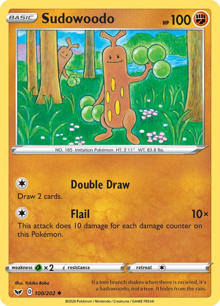 Sudowoodo 100/202 card from SWSH01: Sword & Shield Base Set